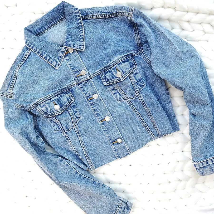 Cool Oversized Cropped Denim Jacket Womens