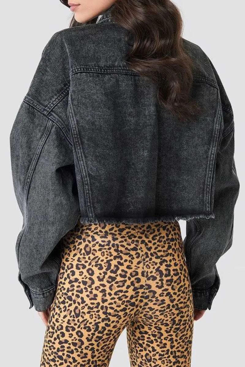 Cool Oversized Cropped Denim Jacket Womens