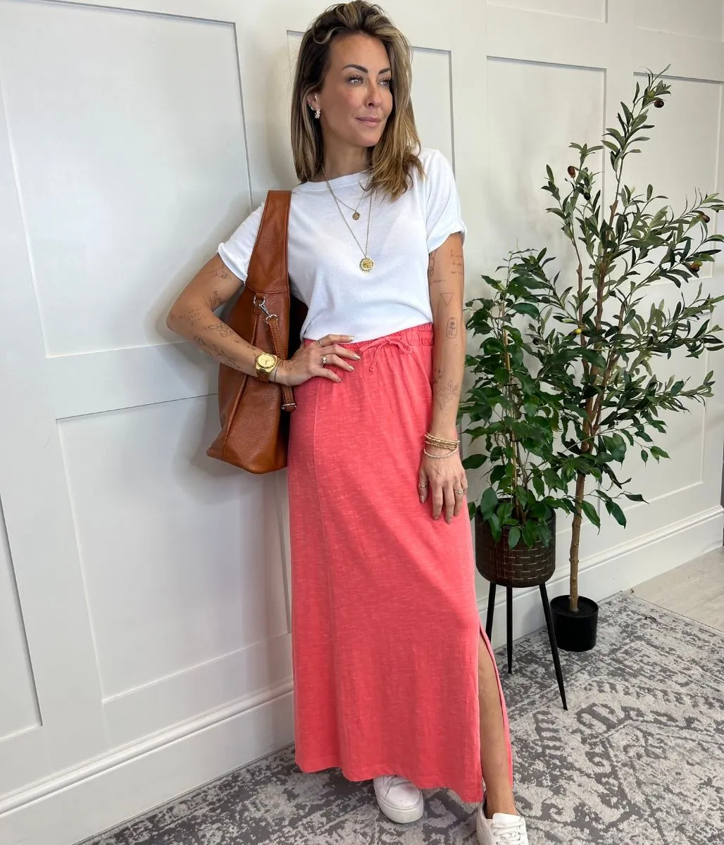 Coral Jersey Midaxi Skirt