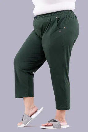 Cotton Capris For Women - Half Capri Pants - Bottle Green