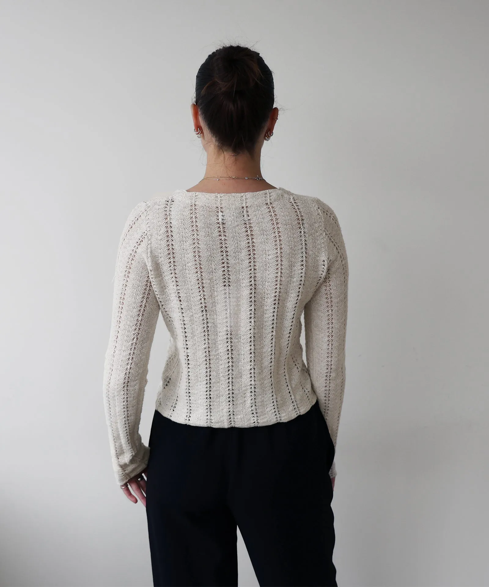 Cotton Silk Pointelle Cardigan