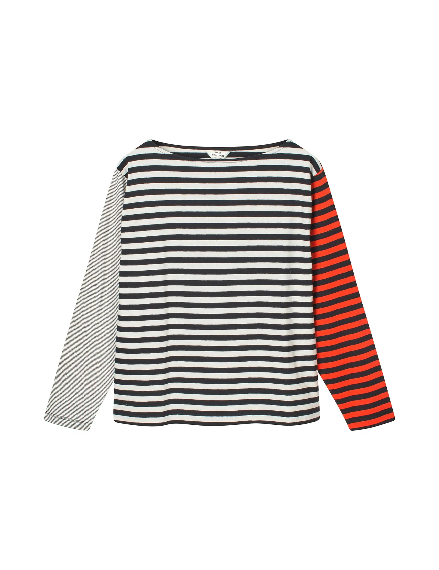 Crisp Jersey Silke Block Tee LS, Black/Snow White