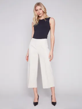 Cropped Wide Leg Pants - Beige