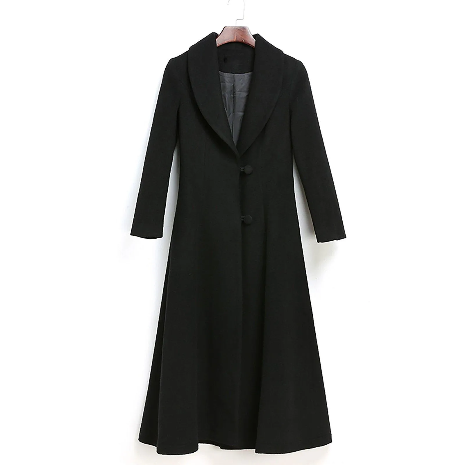 Custom Shawl Collar Fit & Flare Wool Blend Coat