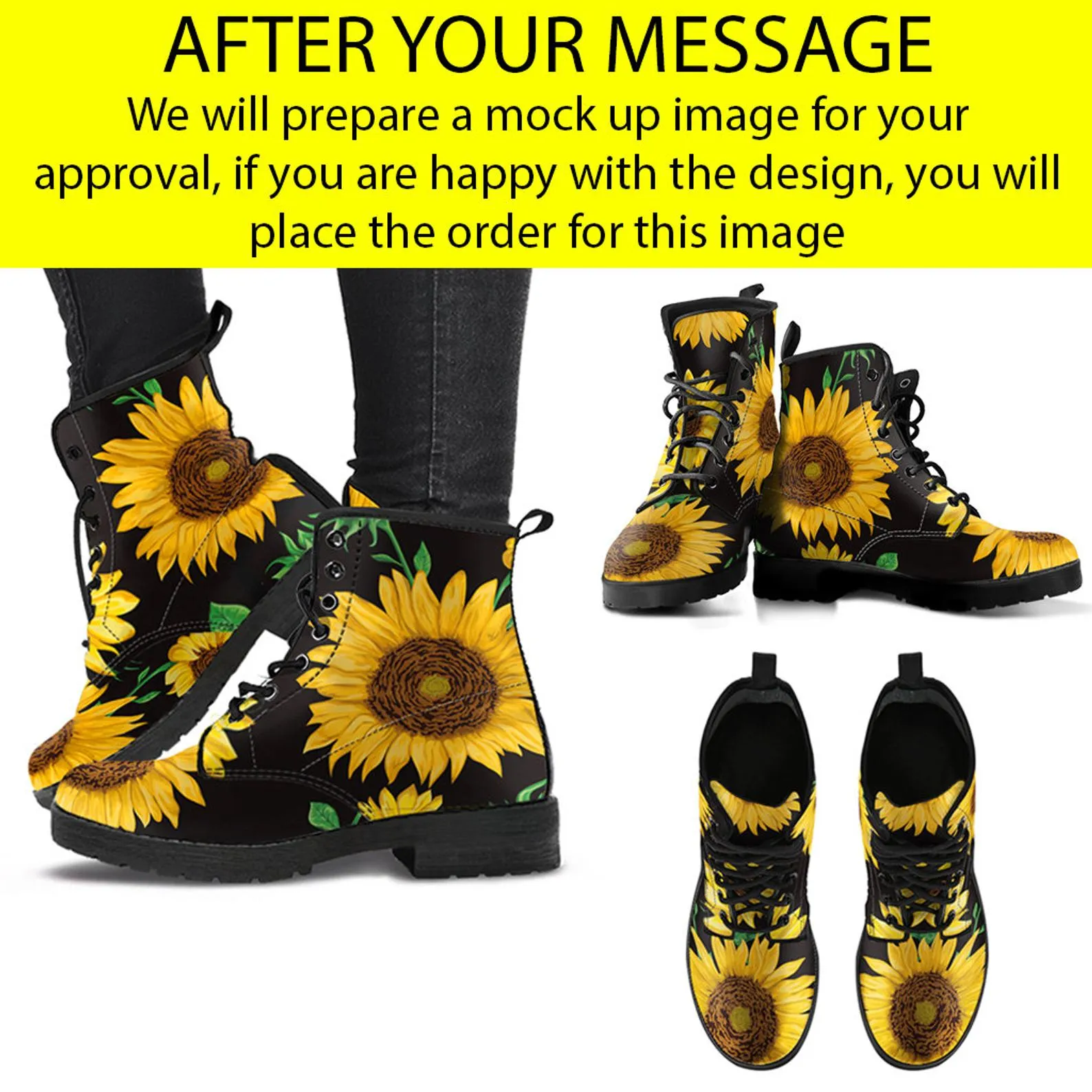 Custom Shoes Design Your Own Boots Personalised Vegan Leather Boots Custom Made Gifts Custom Boots  Style Sneakers For Adults Women & Men