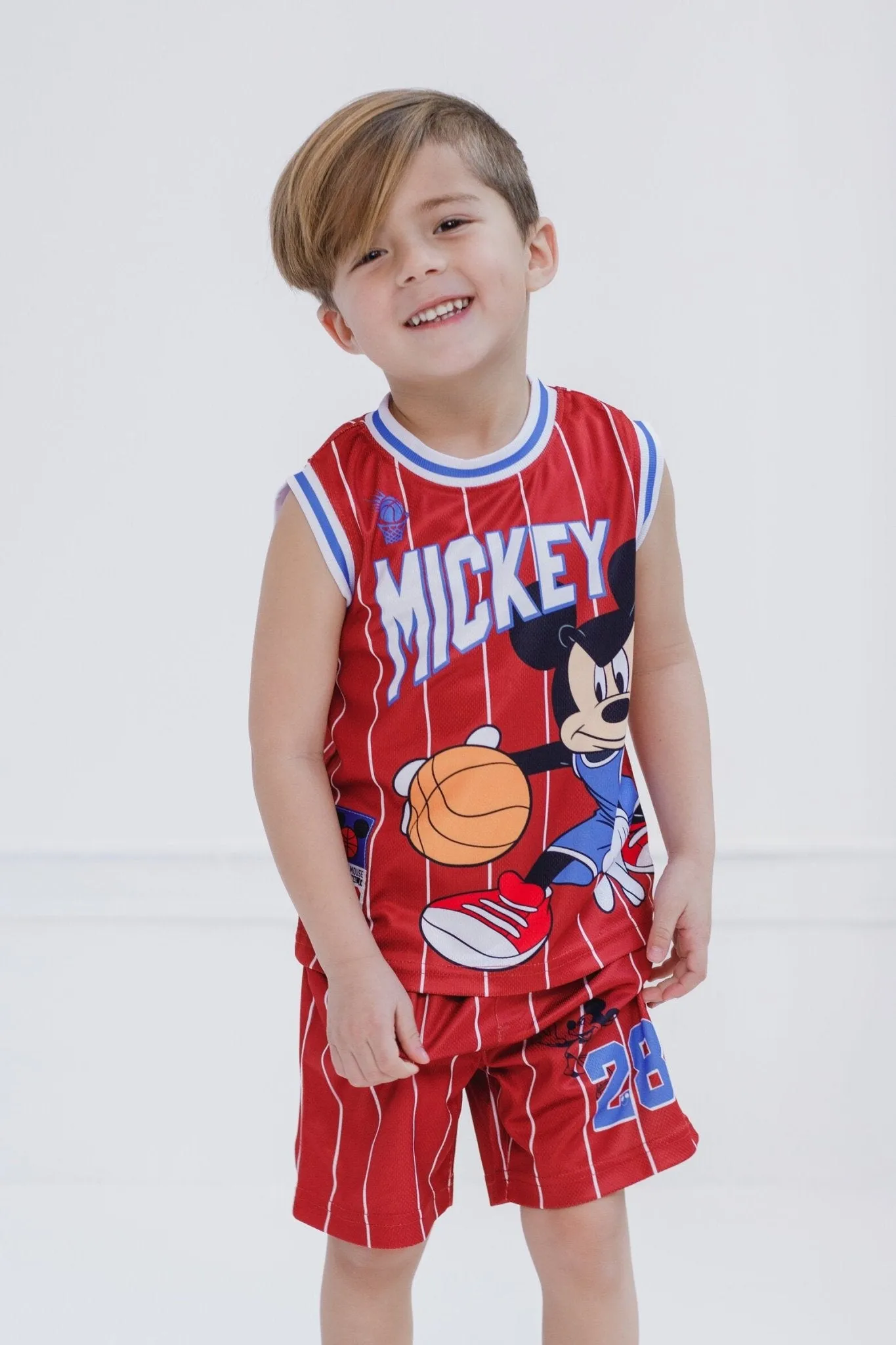 Disney Mickey Mouse Mesh Jersey Athletic Tank Top Basketball Shorts Outfit Set