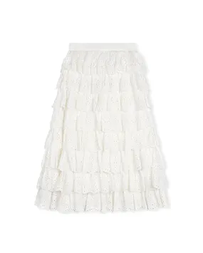 Doria - Eyelet Ruffled Midi Skirt