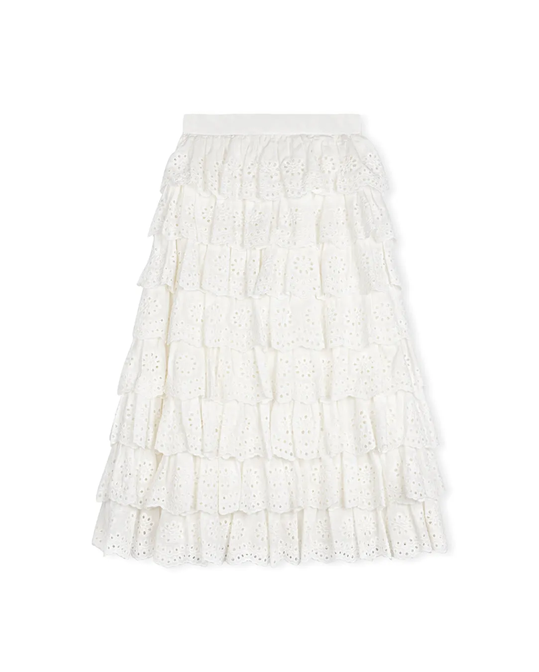 Doria - Eyelet Ruffled Midi Skirt