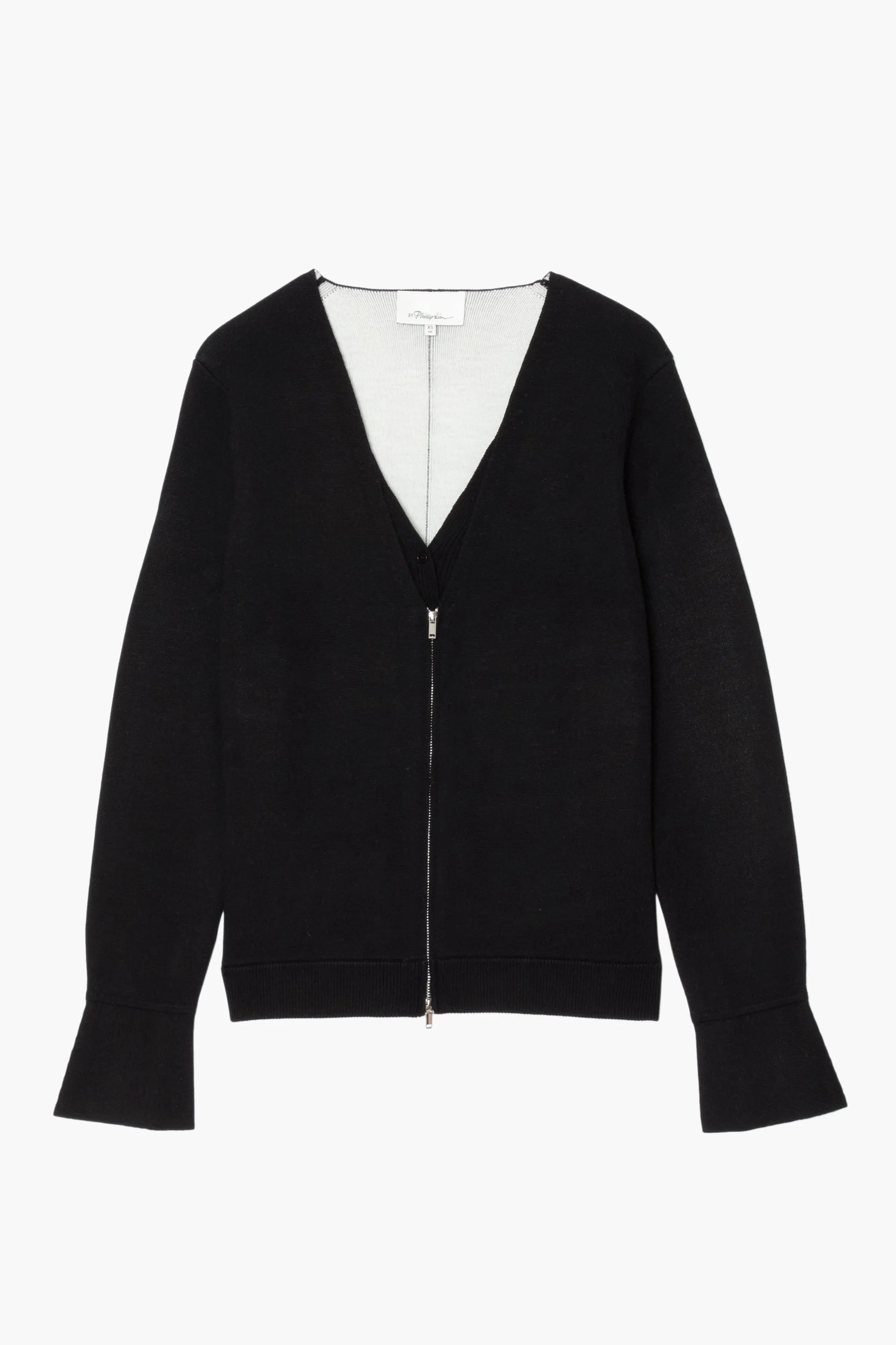 Double Face Wool Zip-Front Cardigan