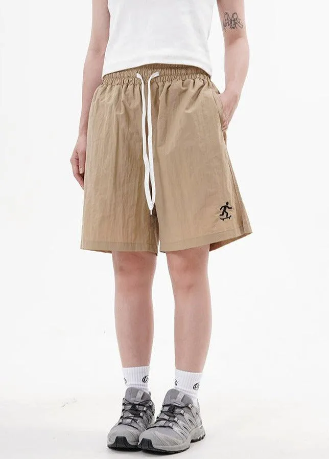 Drawstring Skate Embroidery Sports Shorts