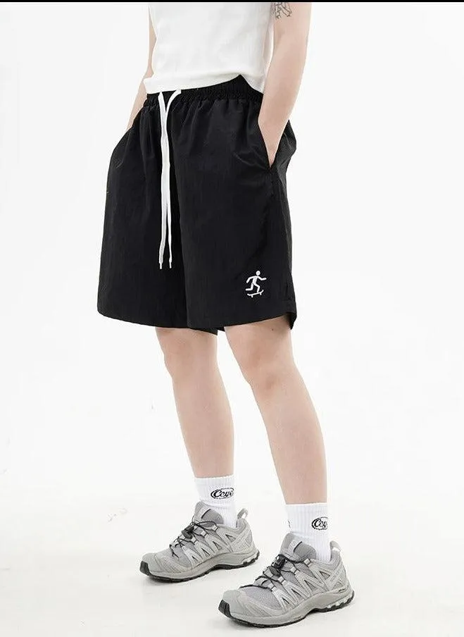 Drawstring Skate Embroidery Sports Shorts