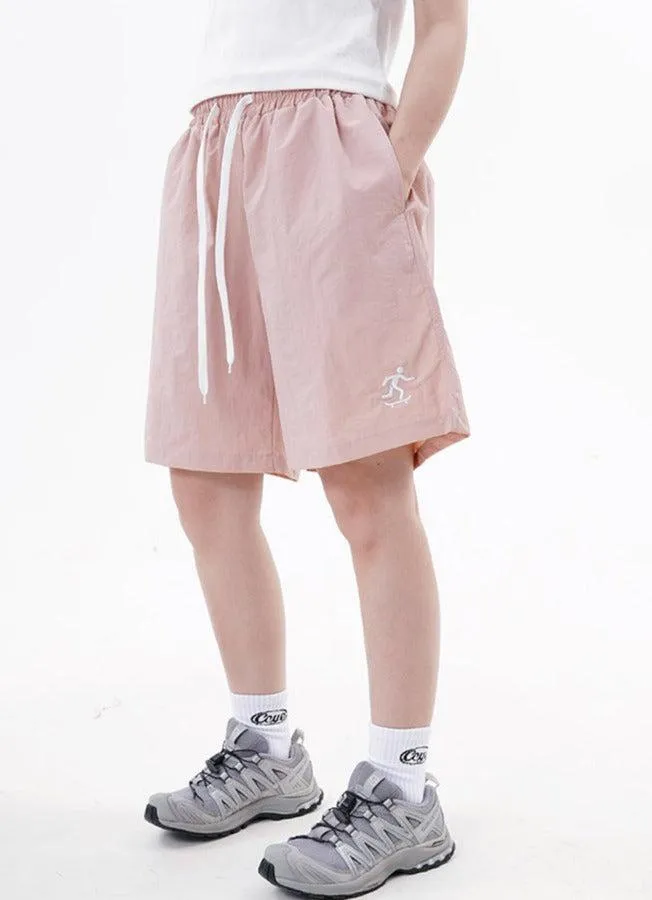 Drawstring Skate Embroidery Sports Shorts