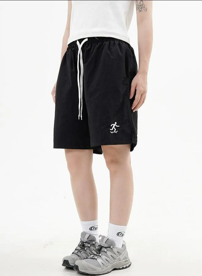 Drawstring Skate Embroidery Sports Shorts