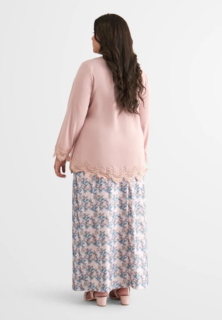 Emina Lace Hem Kurung Top - Pink