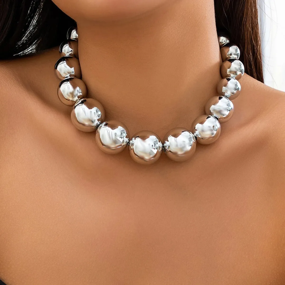 Exaggerated CCB Big Ball Beads Choker Necklace - Hip Hop Fashion Statement