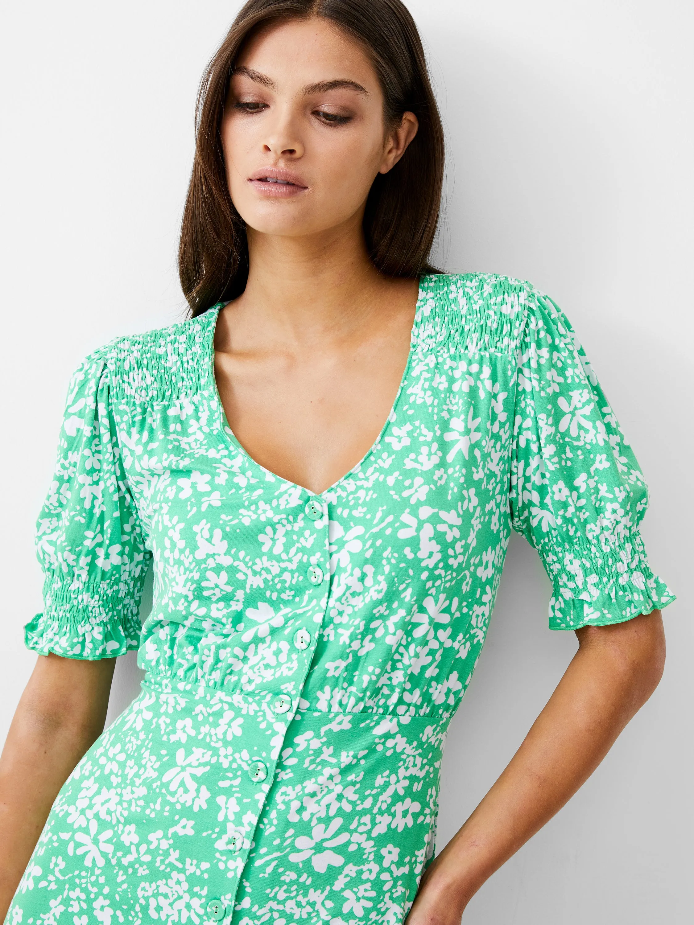 Florale Button-Through Midi Dress