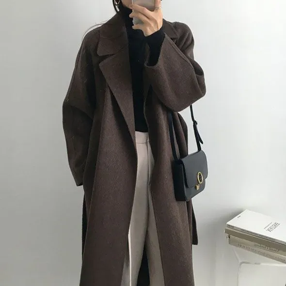 Free Shipping Camel Cashmere long Wool Trench Coat Womens