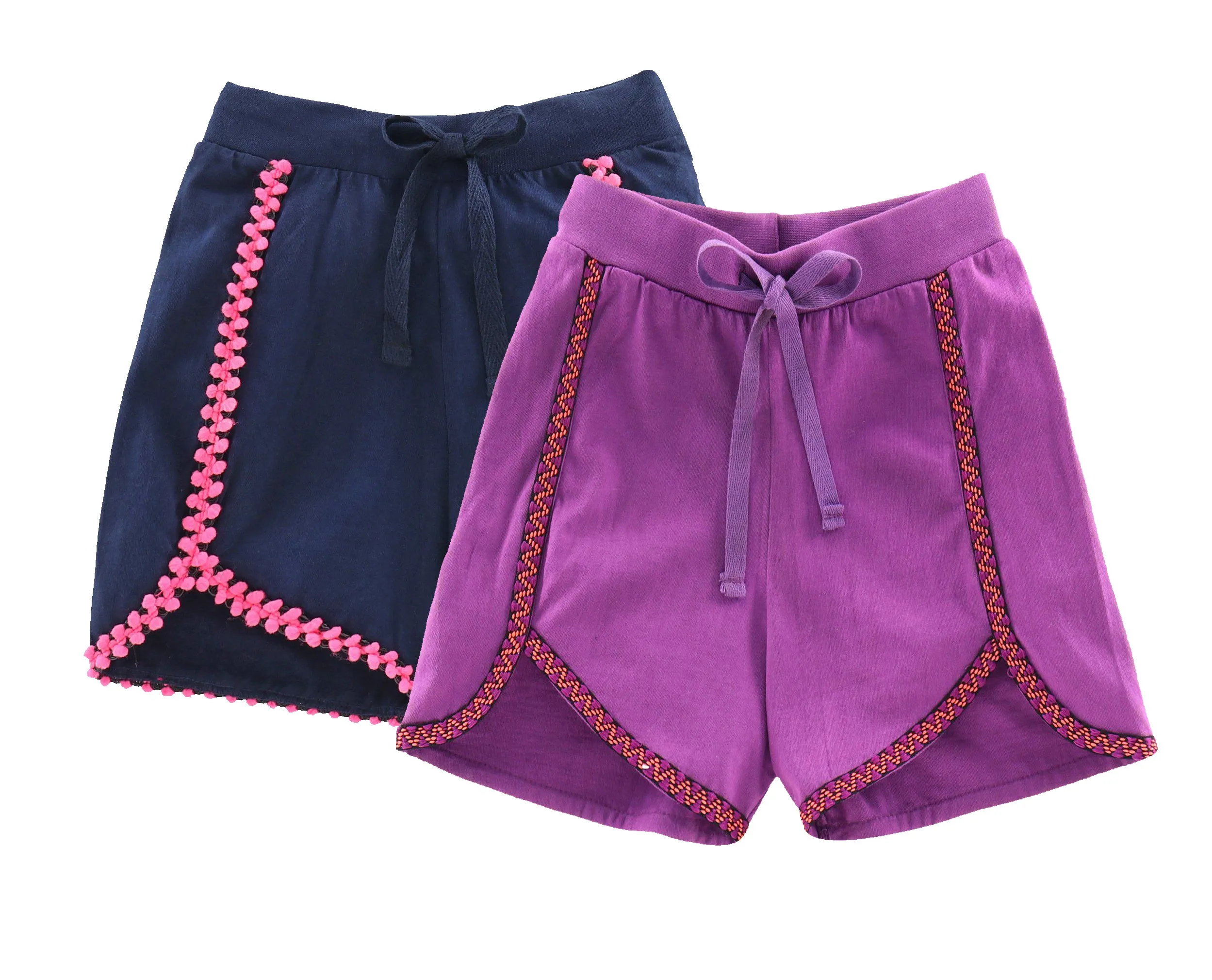 Girls Cotton Jersey Shorts -Pack of 2