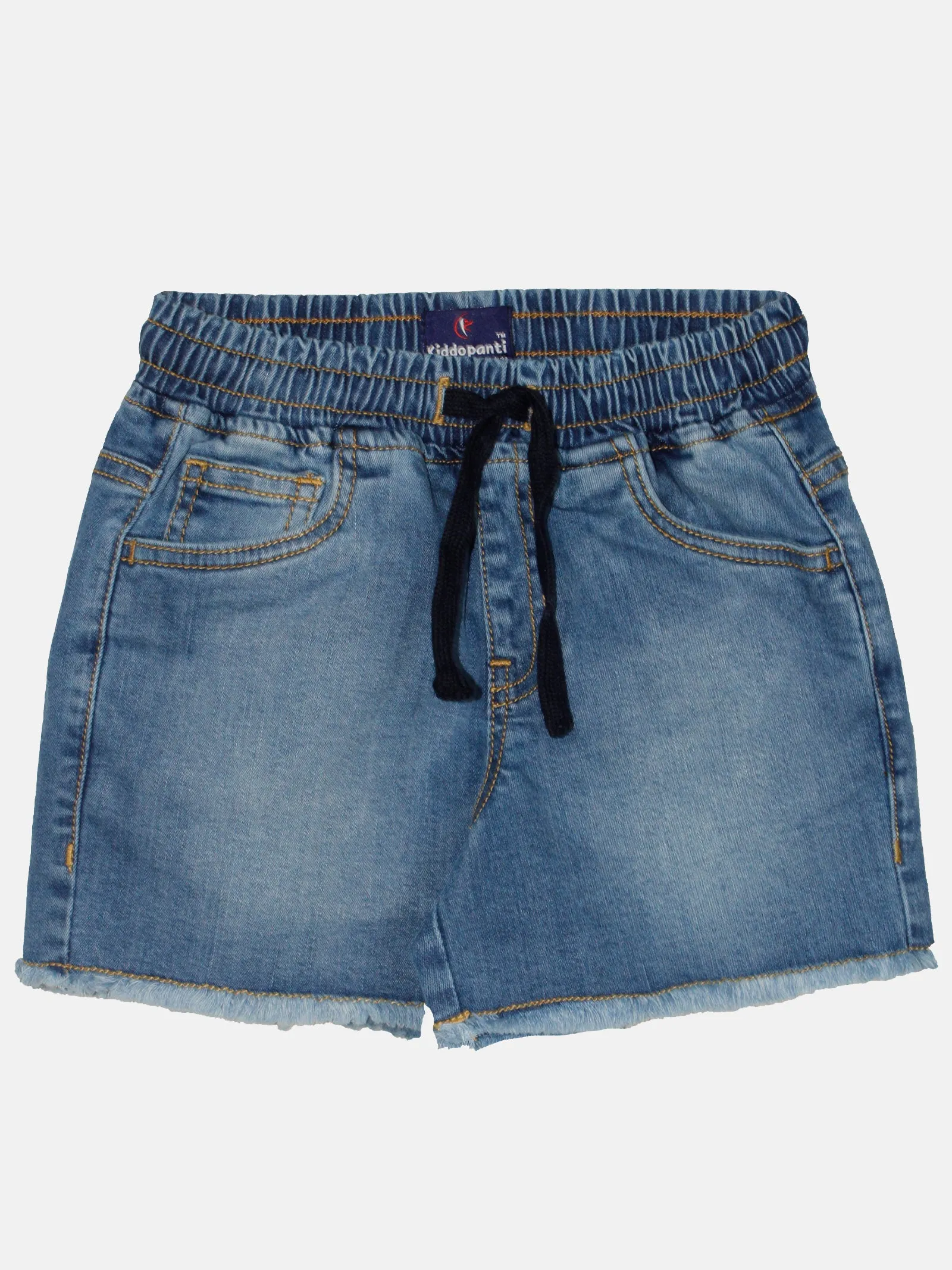 Girls Denim Hot Shorts With Applique