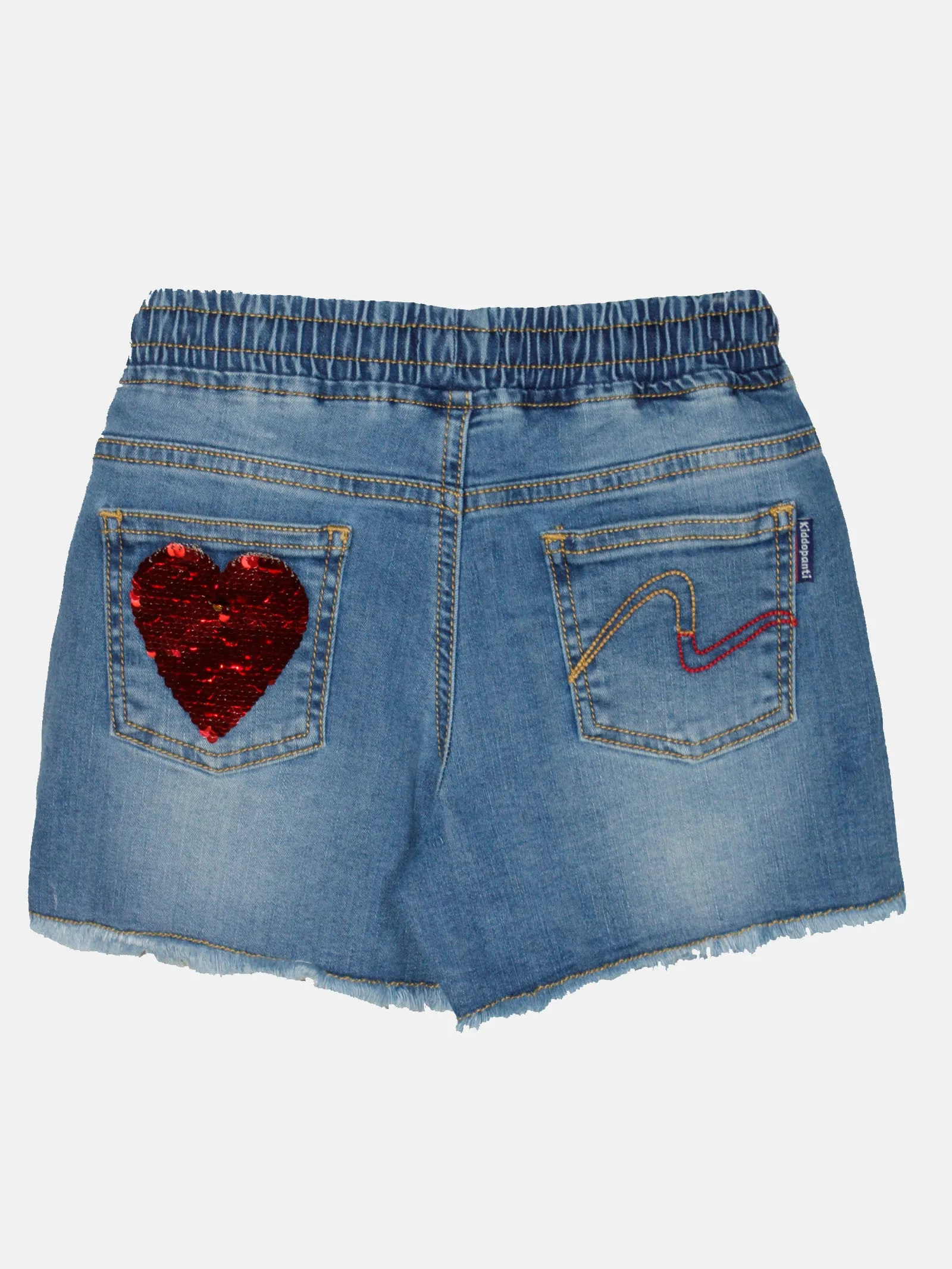 Girls Denim Hot Shorts With Applique