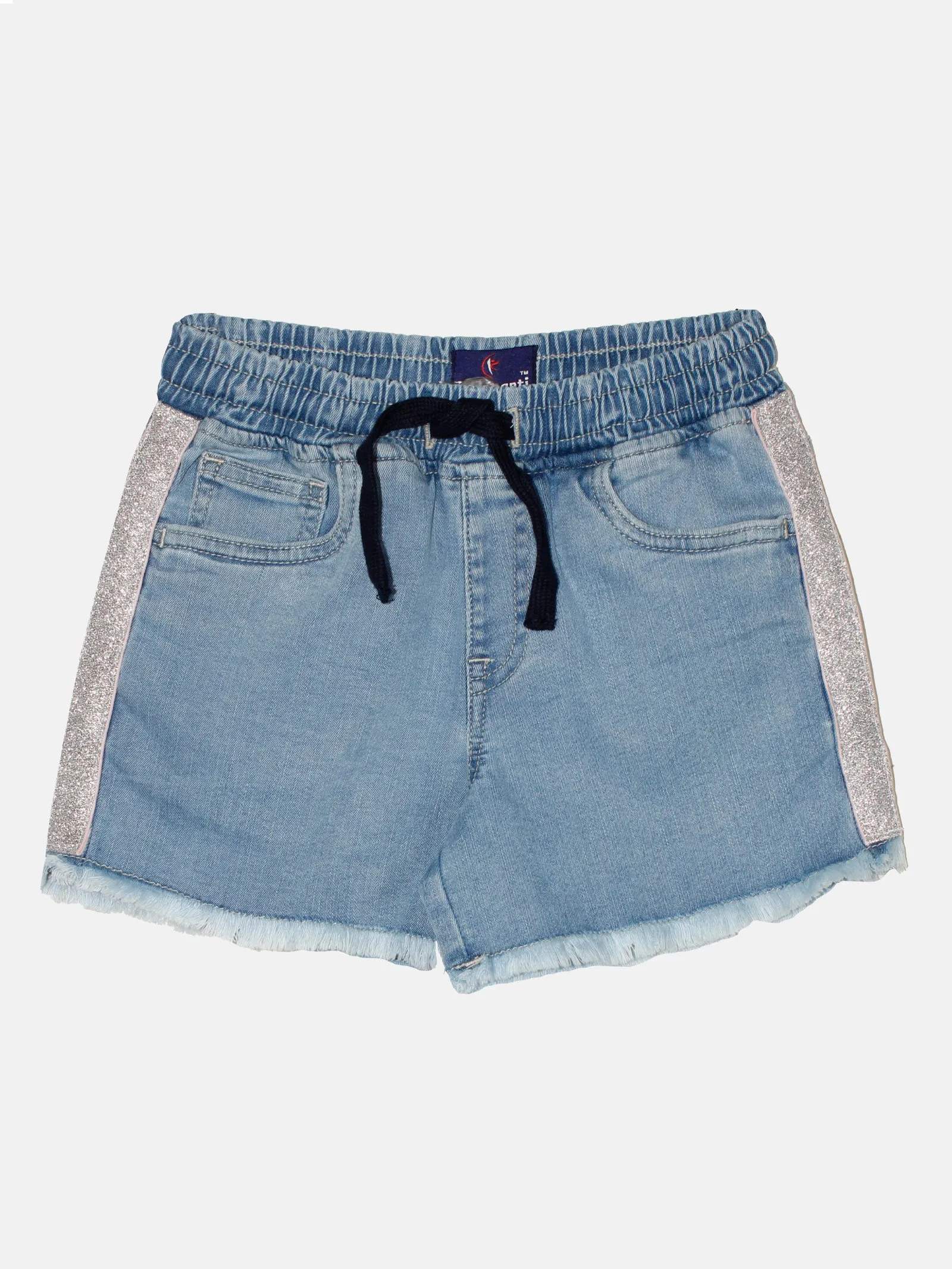 Girls Denim Hot Shorts With Applique