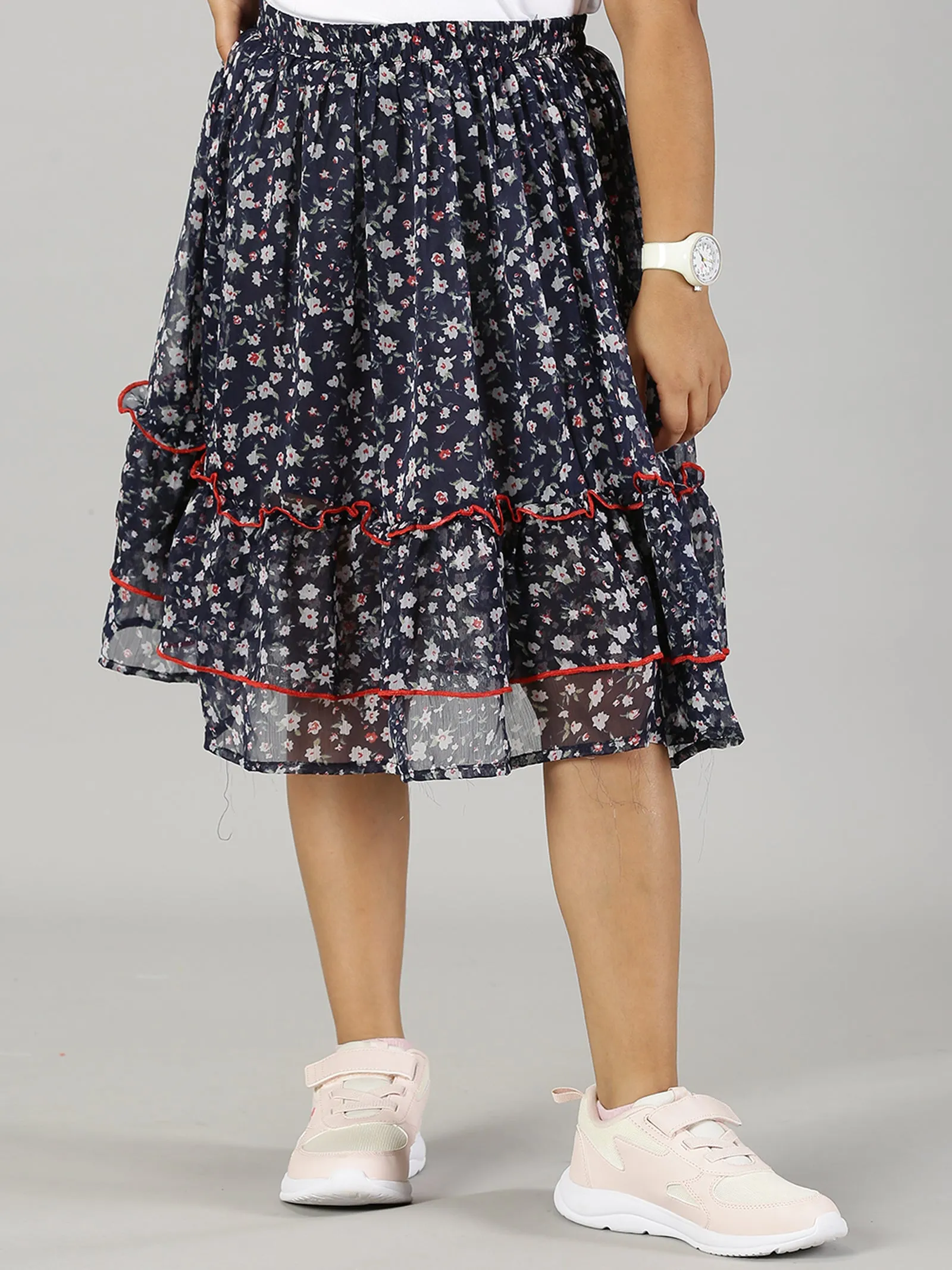 Girls Frill Layered Flared Skirt