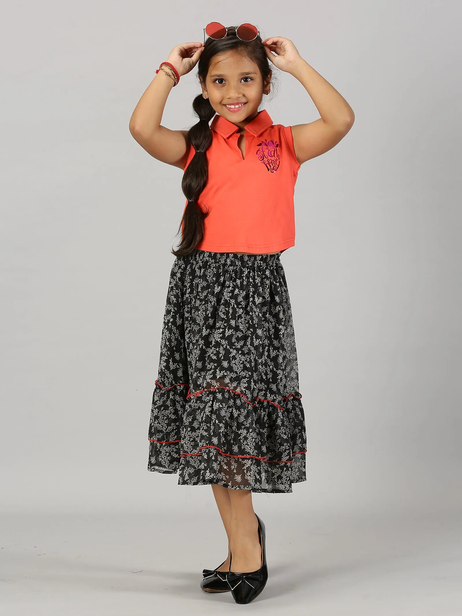 Girls Frill Layered Flared Skirt