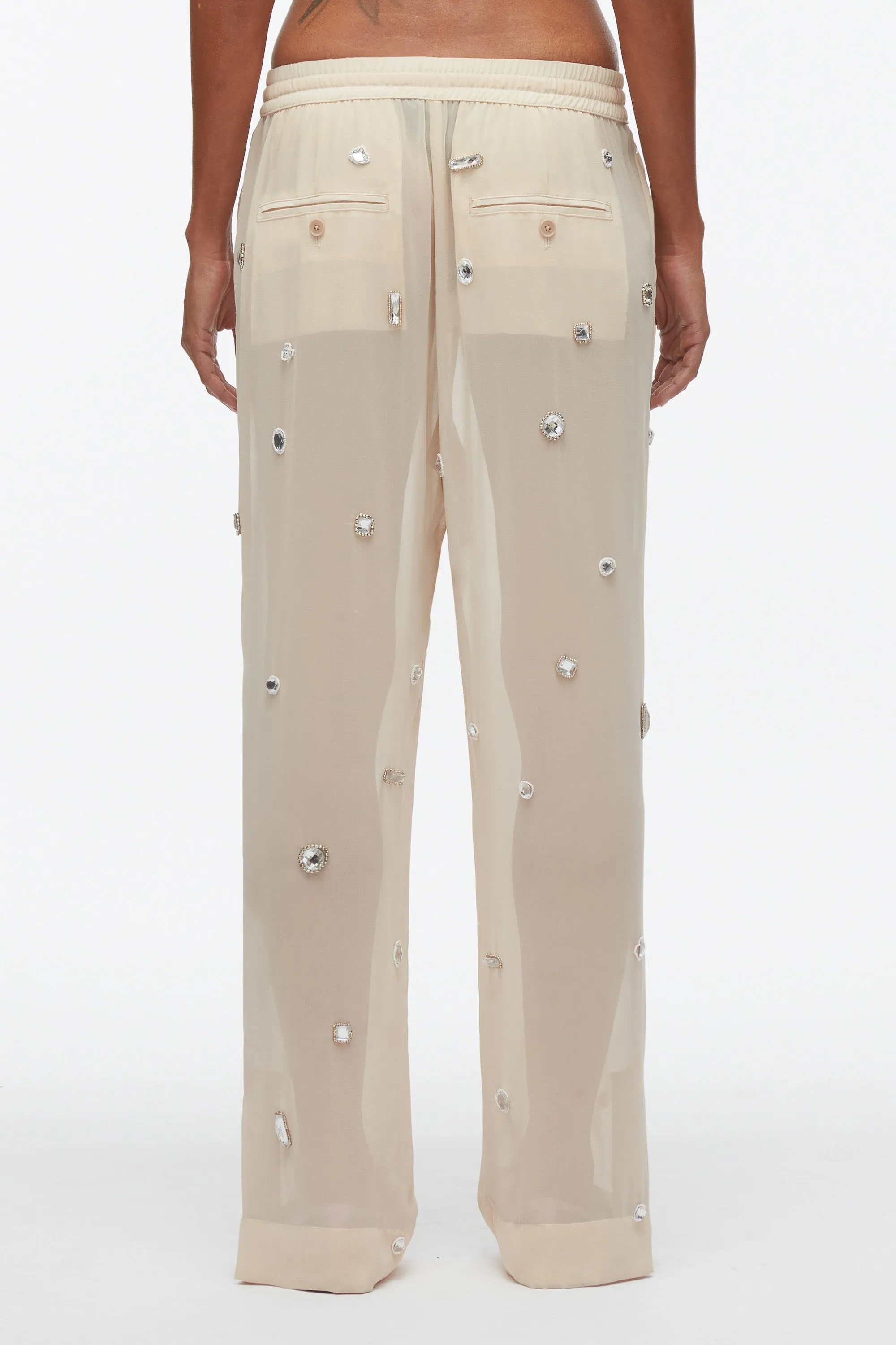 Halo Embroidered Chiffon Pant