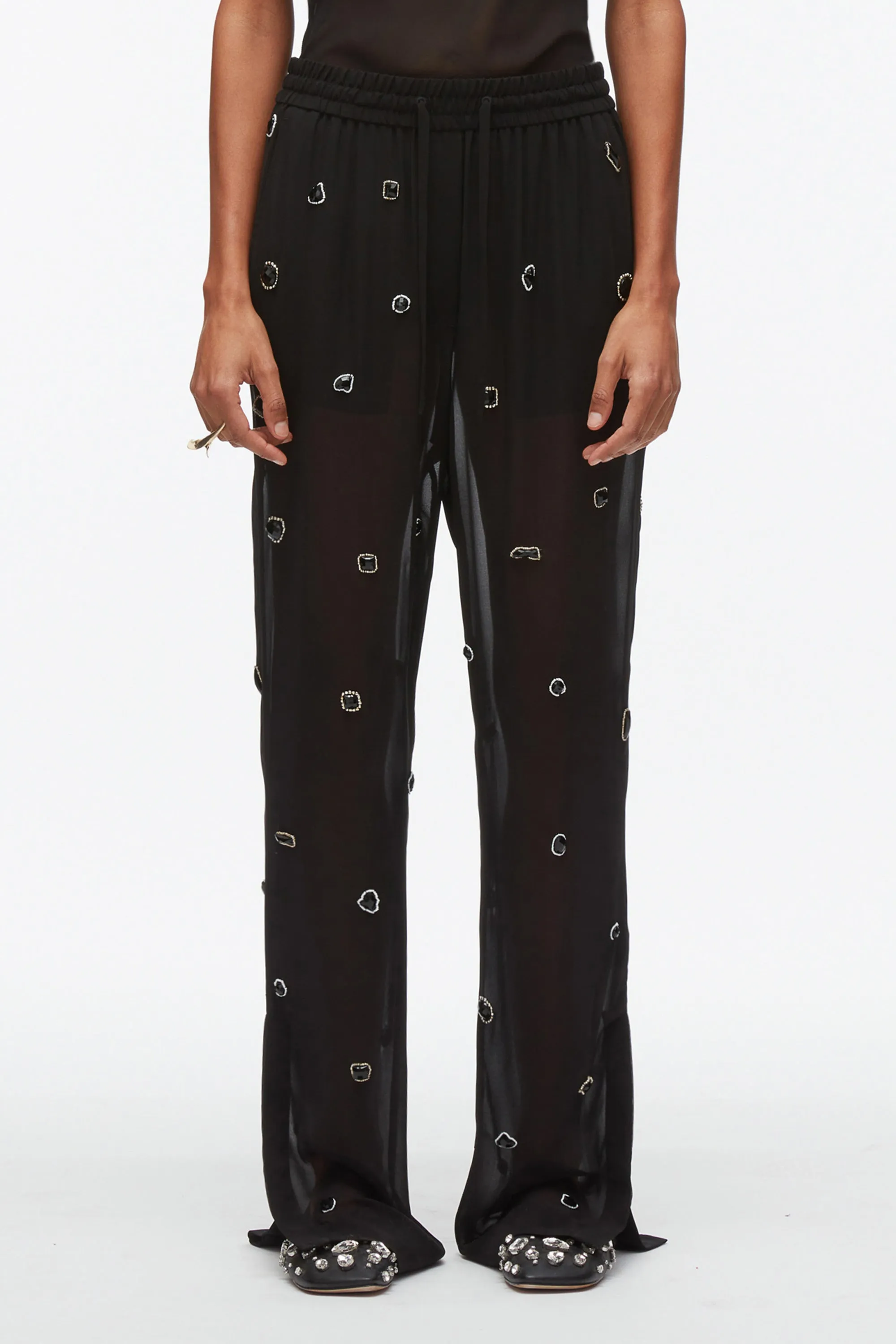 Halo Embroidered Chiffon Pant