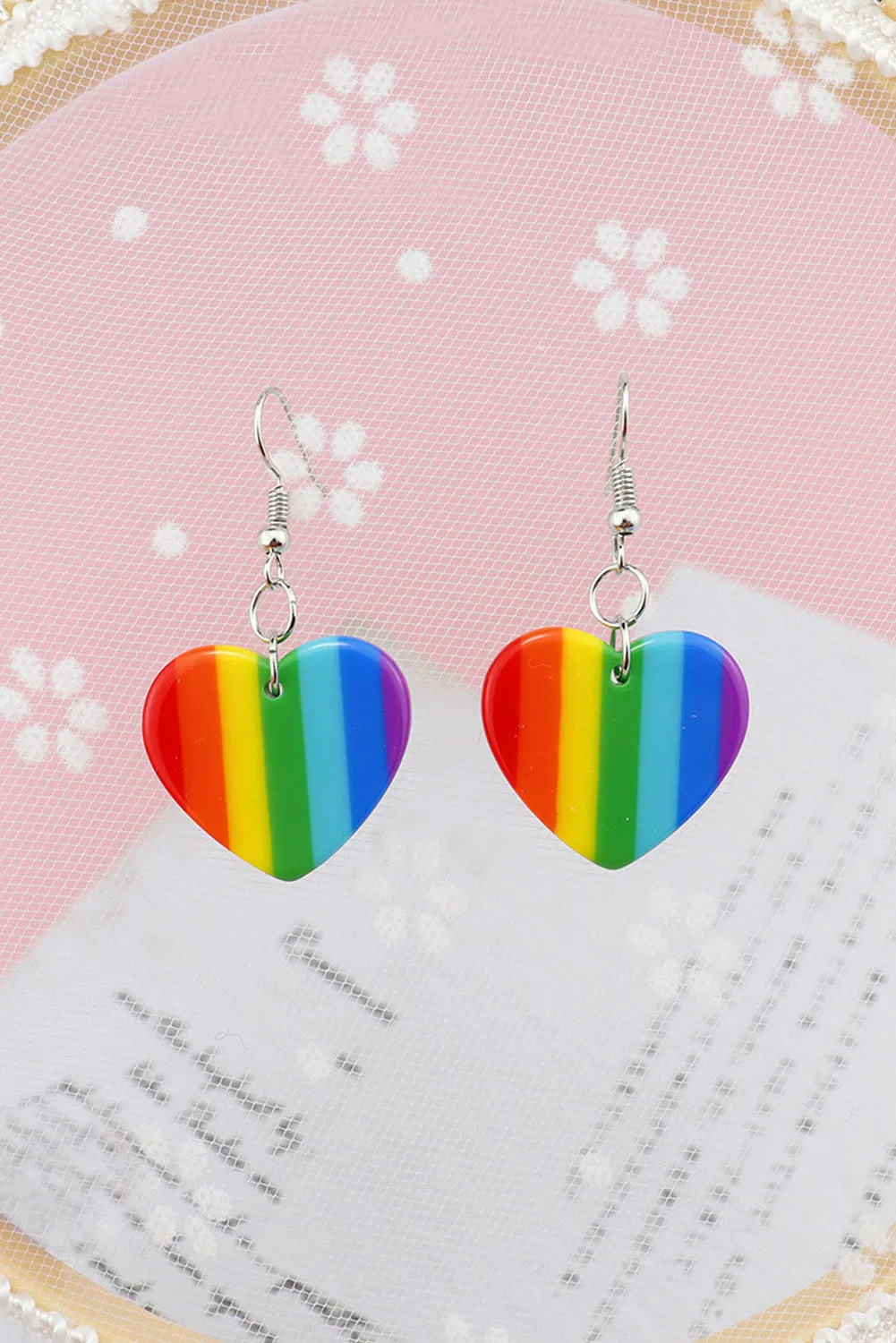 Heart Rainbow Earrings for Women Dangle Earrings Lesbian LGBT Pride Gifts