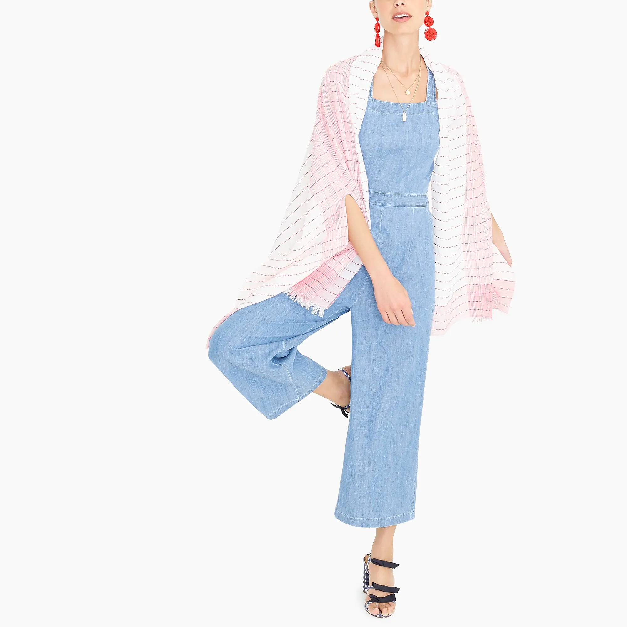 J.crew Cross-back DENIM JUMPSUIT Mamamia Overalls - Light Blue