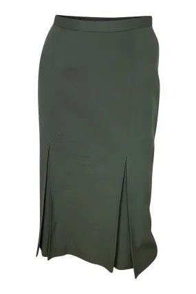 LANVIN Vintage Khaki Green Double Split Midi Skirt (FR 34)