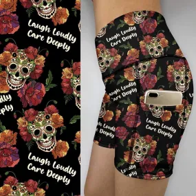 Laugh Loudly Care Deeply Skulls    Bike  Gym shorts  SH-13