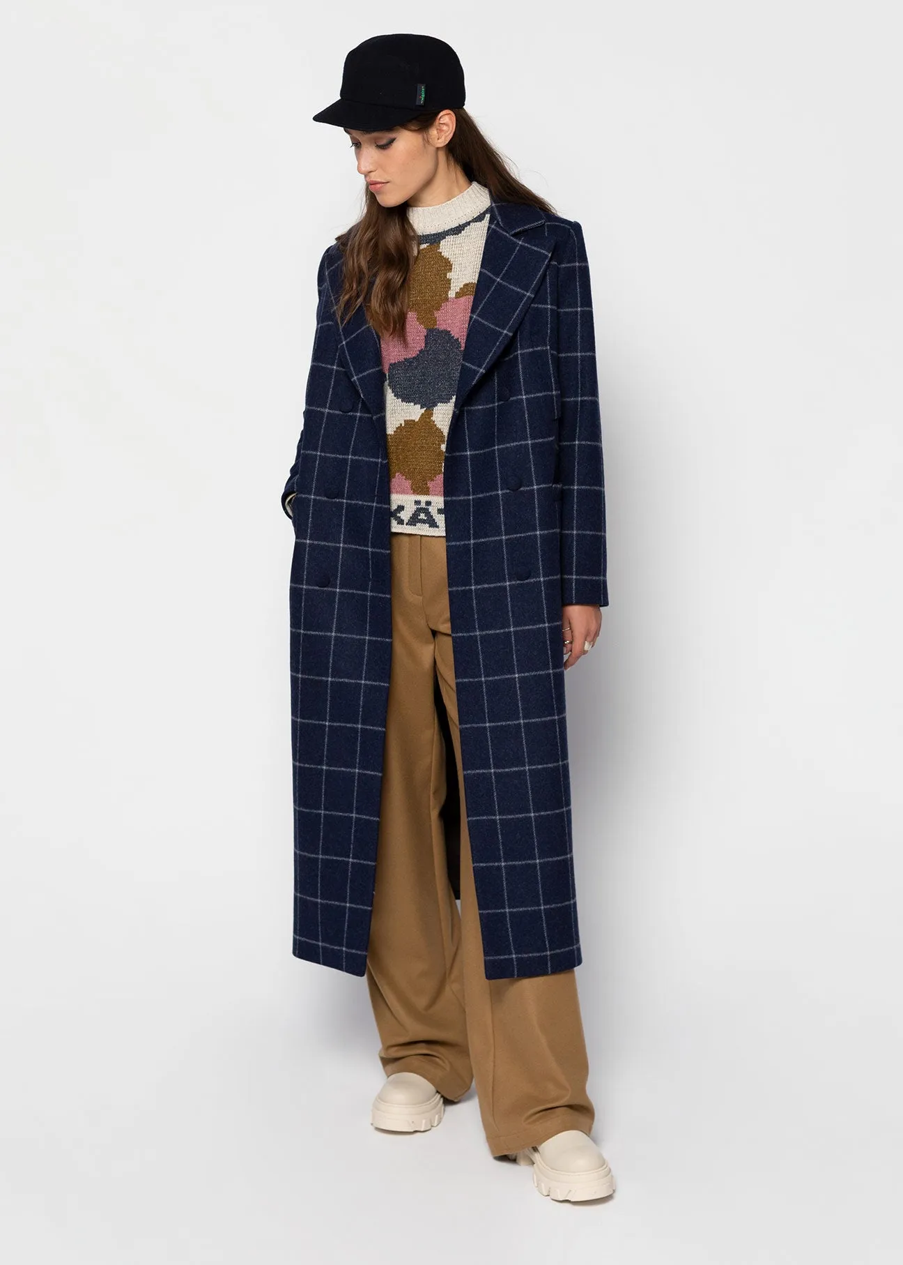 MAGIE Double Breasted Wool Coat - Blue