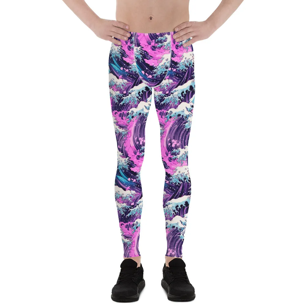 Men's Athletic Leggings - Purple Wave 003