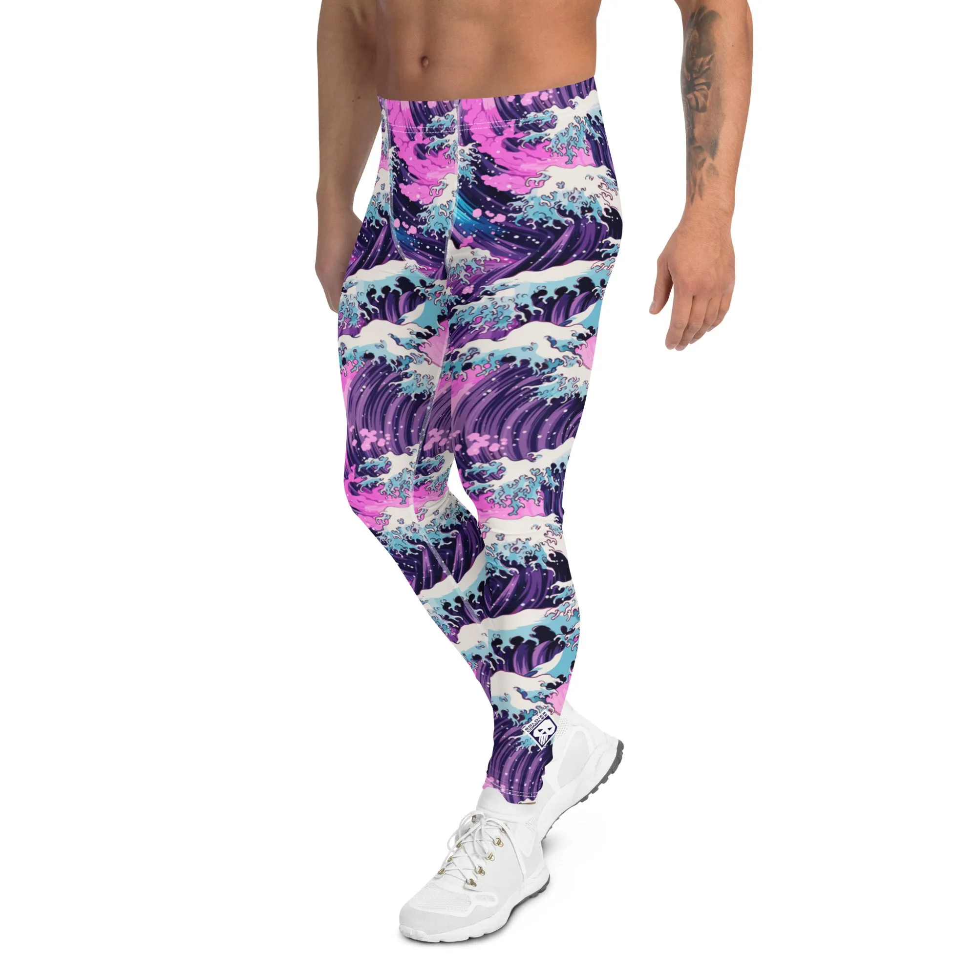 Men's Athletic Leggings - Purple Wave 003