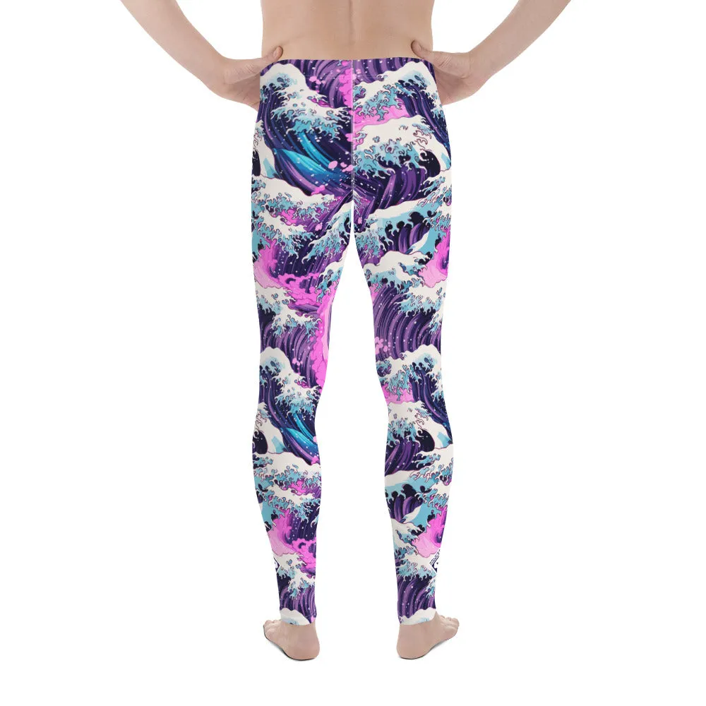 Men's Athletic Leggings - Purple Wave 003