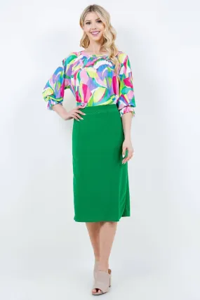 Miss Amy Pencil Skirt (Regular & Plus)- Green