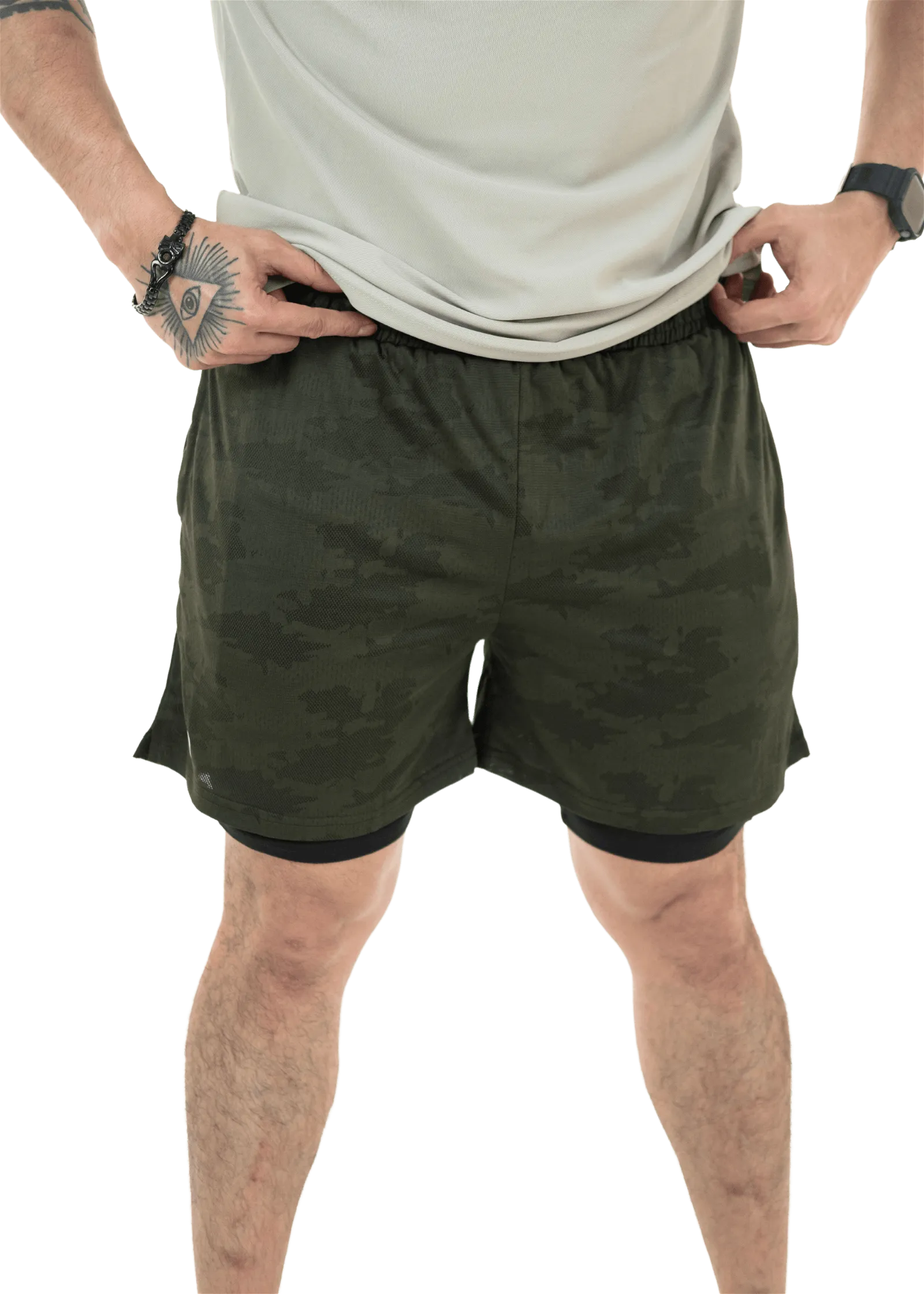 Olive Green 2Layer Performance Shorts