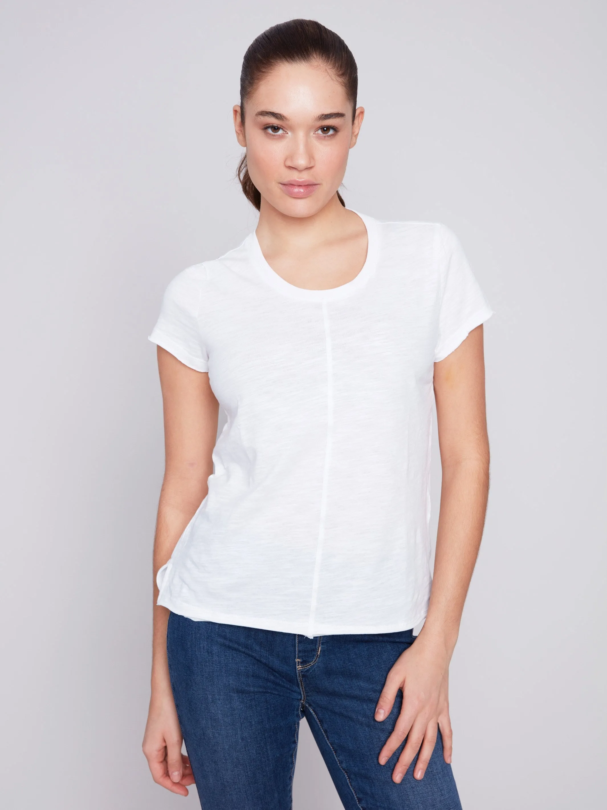 Organic Cotton Slub Knit T-Shirt - White