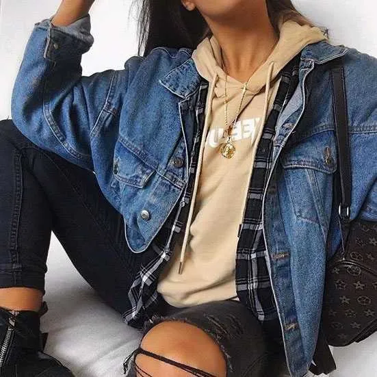 Oversized Light Washed Ripped Denim Jacket Womens