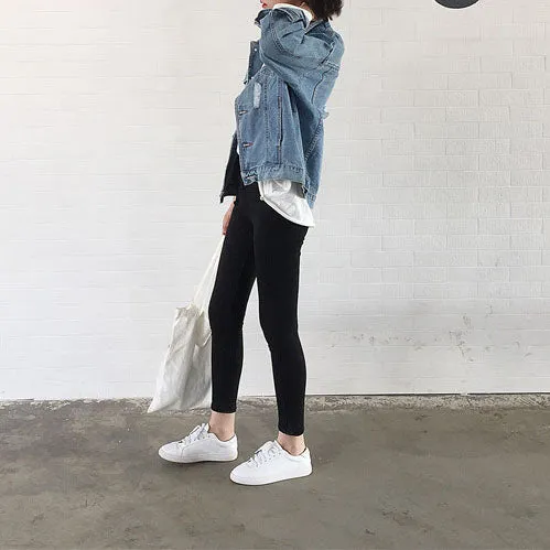 Oversized Light Washed Ripped Denim Jacket Womens