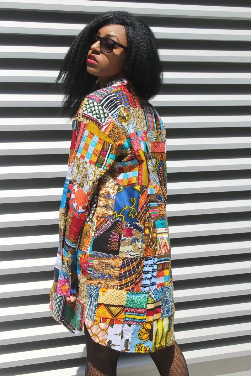 Patchwork Oversized Shirt Dress - Festival Dress