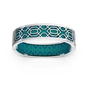 Peranakan Grace Bangle - Andaman Green - Sterling Silver