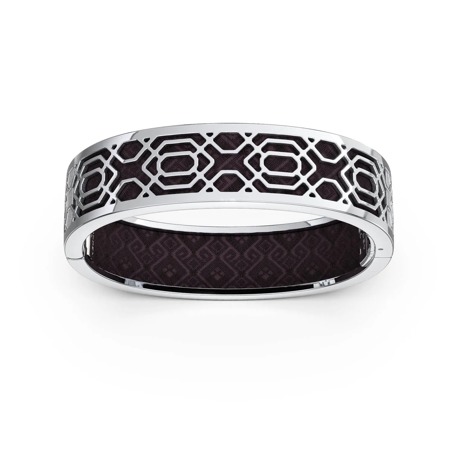 Peranakan Grace Bangle - Kopi-O Brown - Sterling Silver