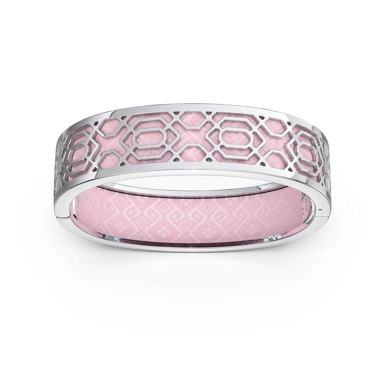 Peranakan Grace Bangle - Rose Syrup Pink - Sterling Silver