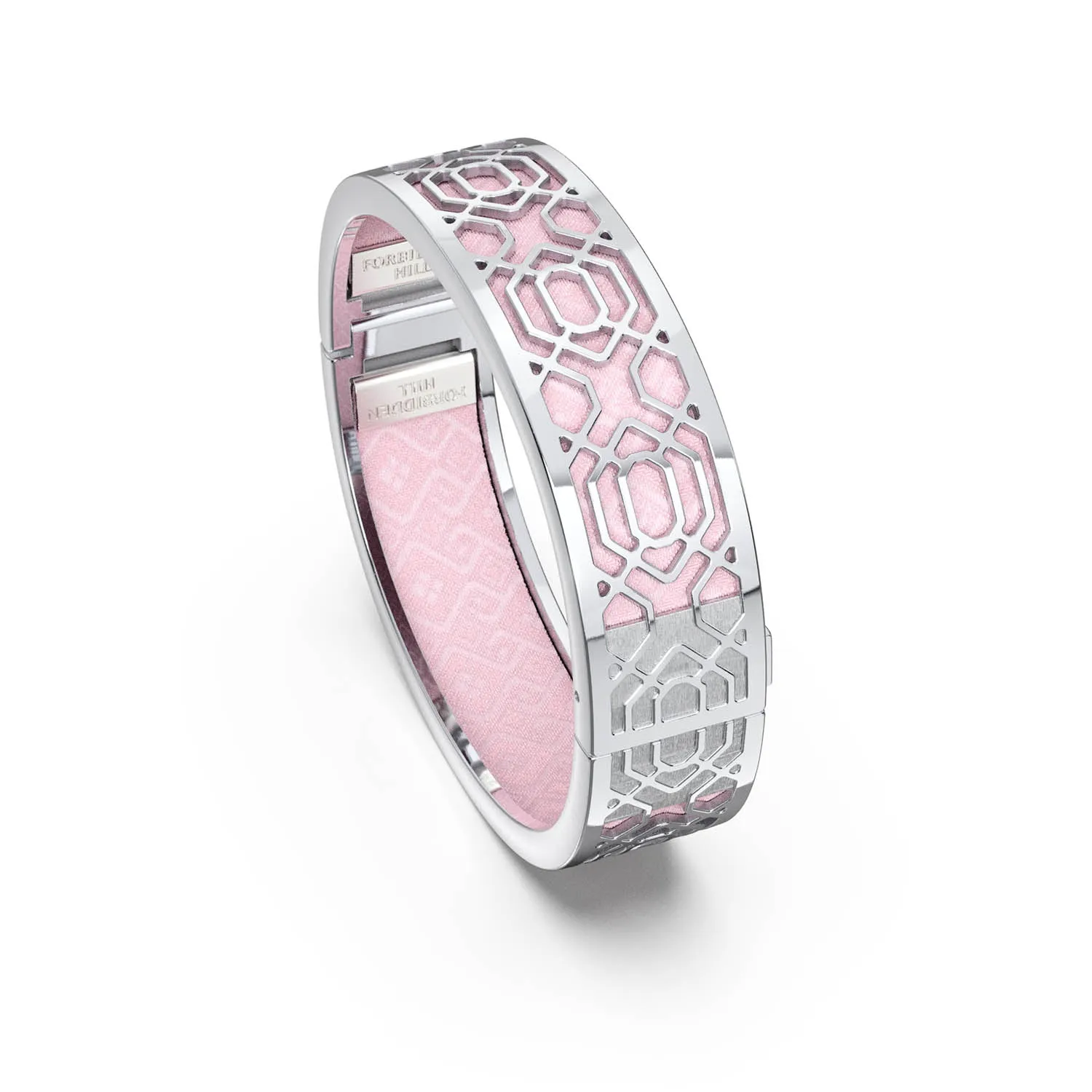 Peranakan Grace Bangle - Rose Syrup Pink - Sterling Silver