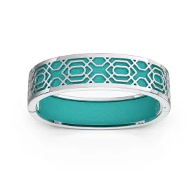 Peranakan Grace Bangle - Shophouse Teal - Sterling Silver