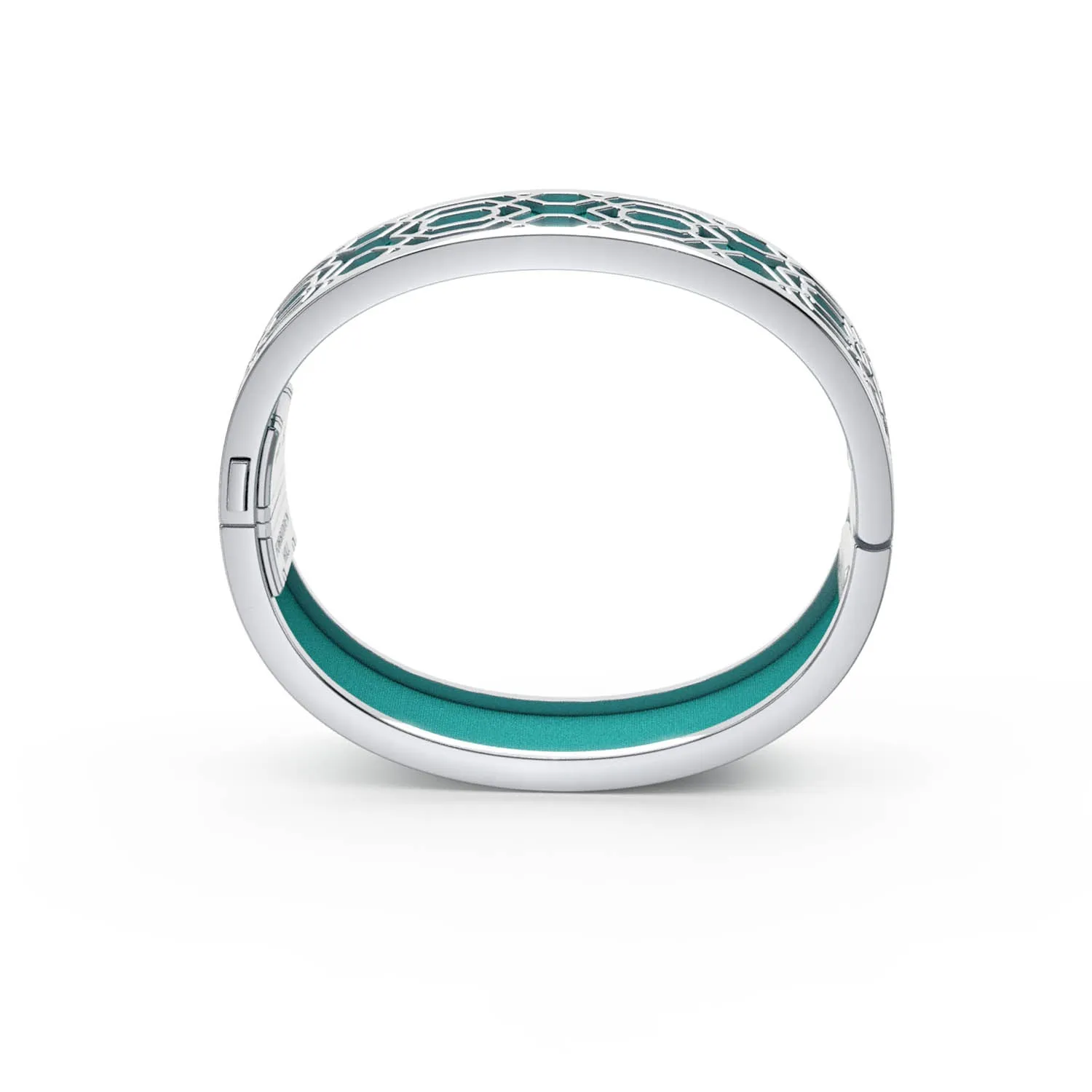 Peranakan Grace Bangle - Shophouse Teal - Sterling Silver