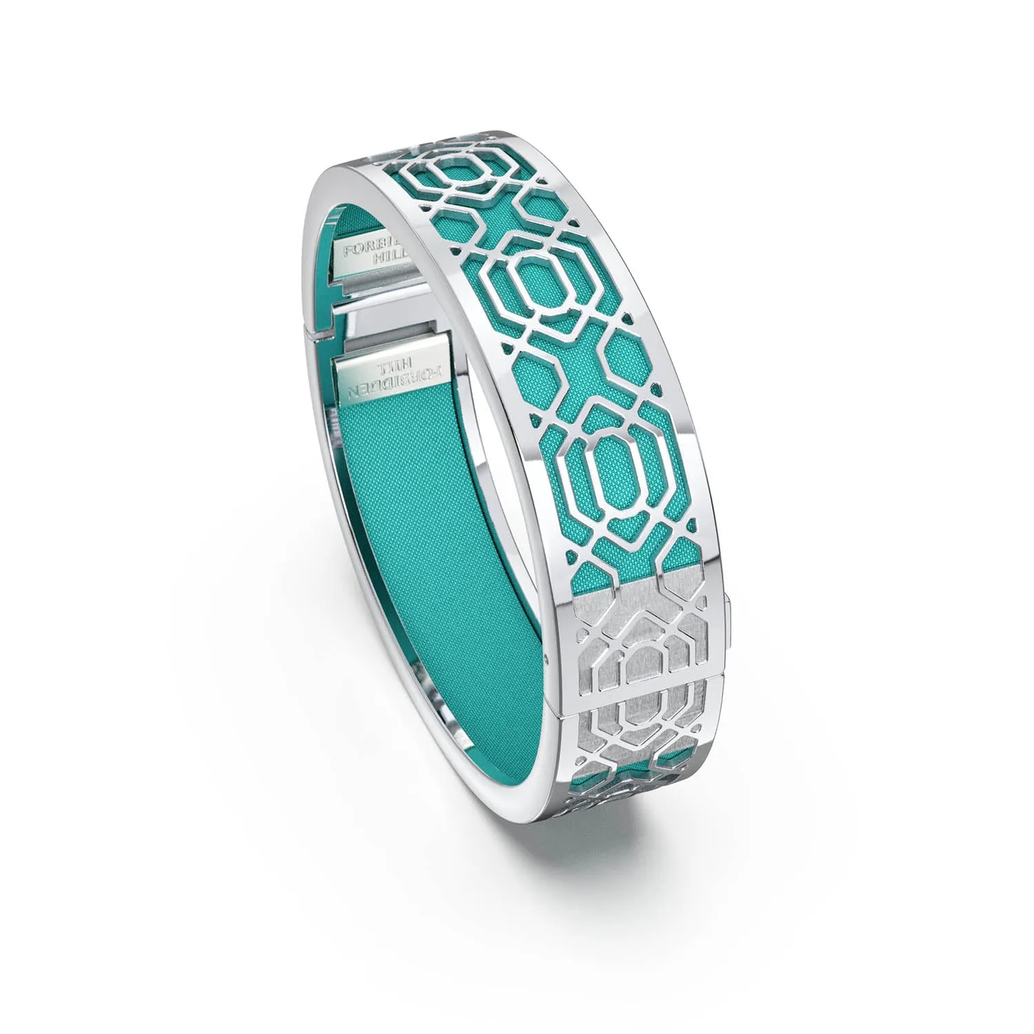 Peranakan Grace Bangle - Shophouse Teal - Sterling Silver